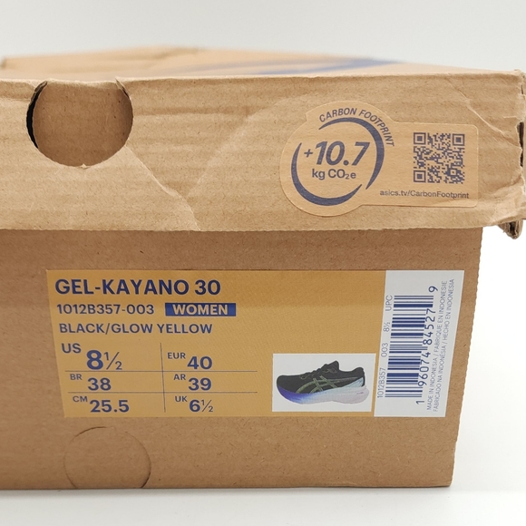 ASICS Women's Black/Glow Yellow GEL-KAYANO 30 Running Shoes Size US 8.5 - Picture 3 of 10